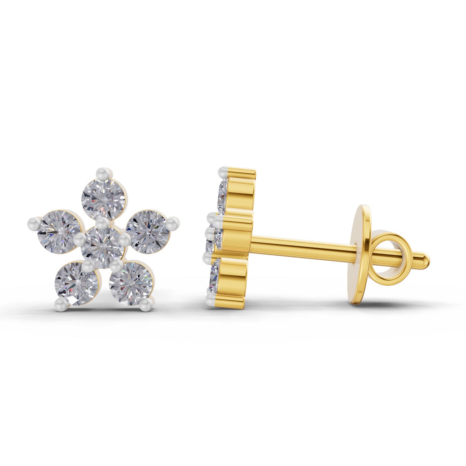 0.35 Carat Everglow Flower Diamond Earrings for Women | 14K Yellow Gold