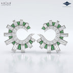 Arias by Lara Dutta Emerald & Baguette Diamond Studs