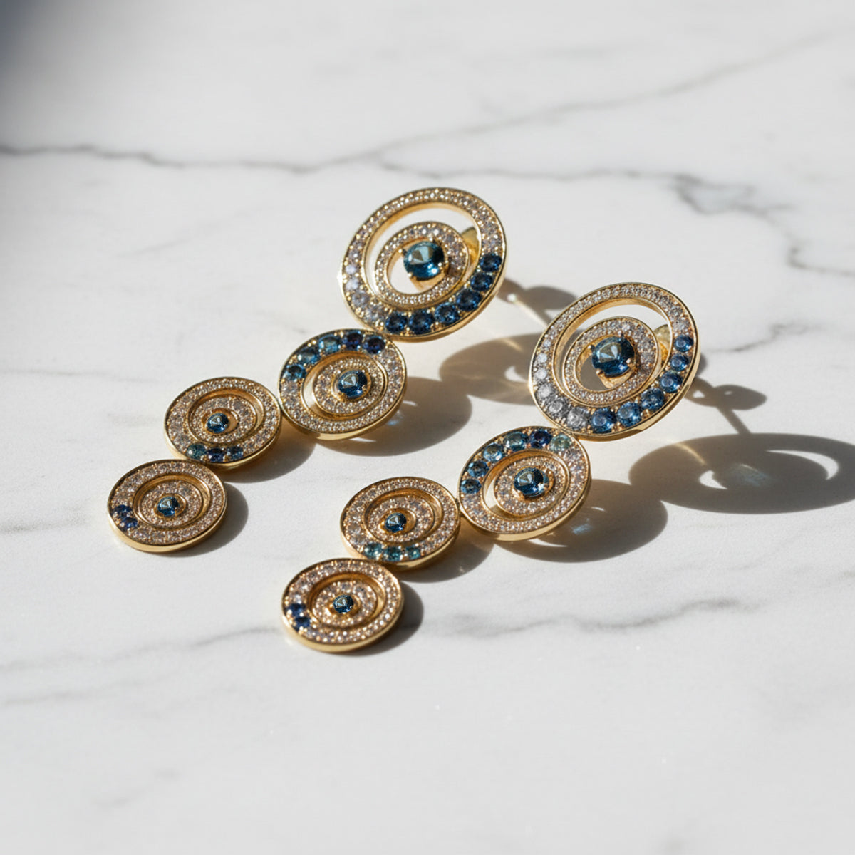 Sparkles Celestial Blue Cascade Diamond Earring