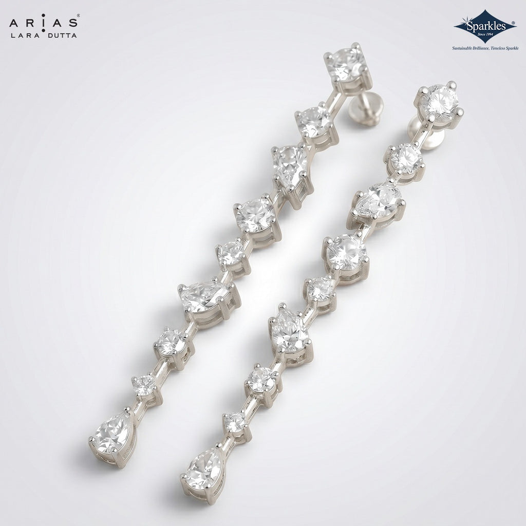 Arias by Lara Dutta Multi-Shape Diamond Linear Drop Earring
