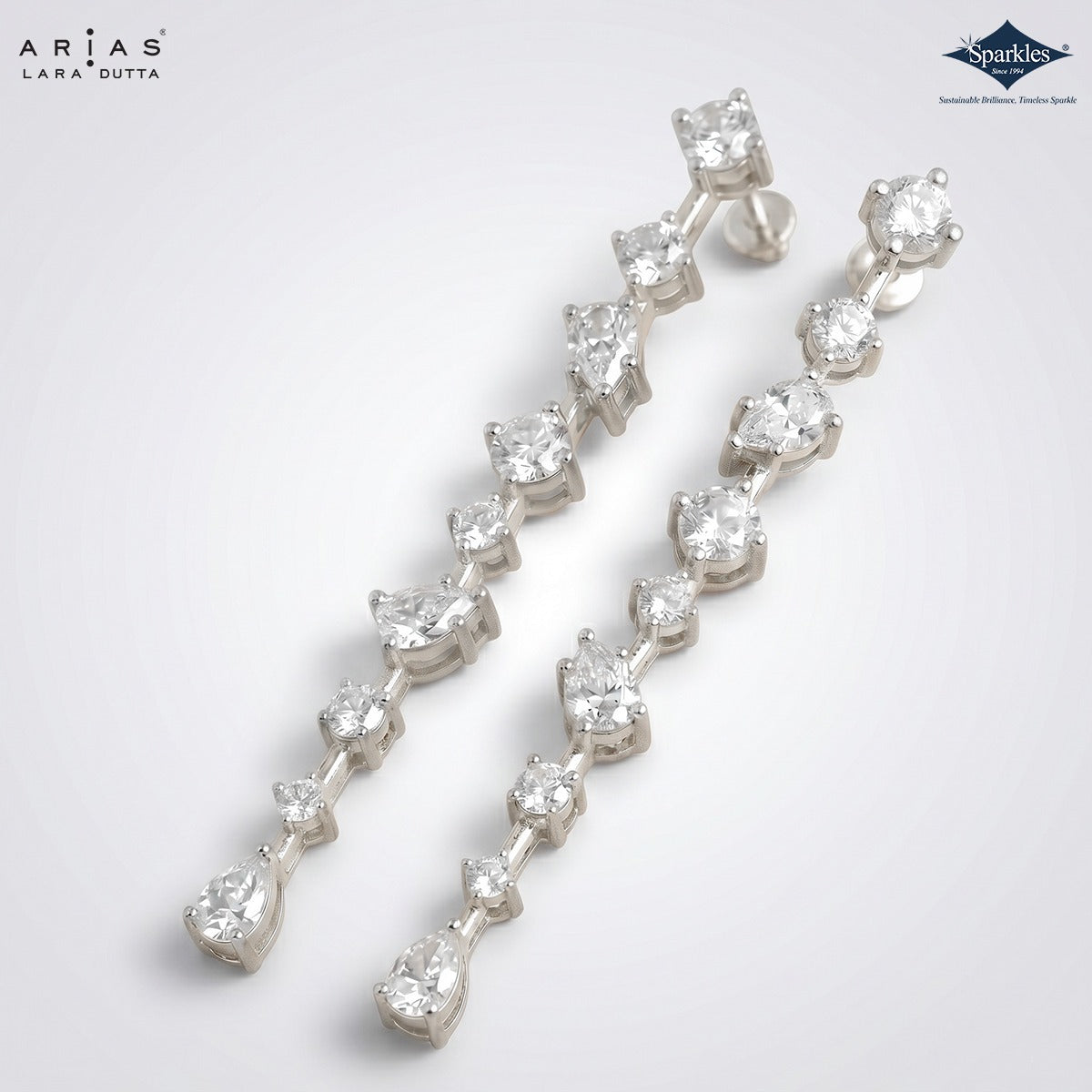 Arias by Lara Dutta Multi-Shape Diamond Linear Drop Earring