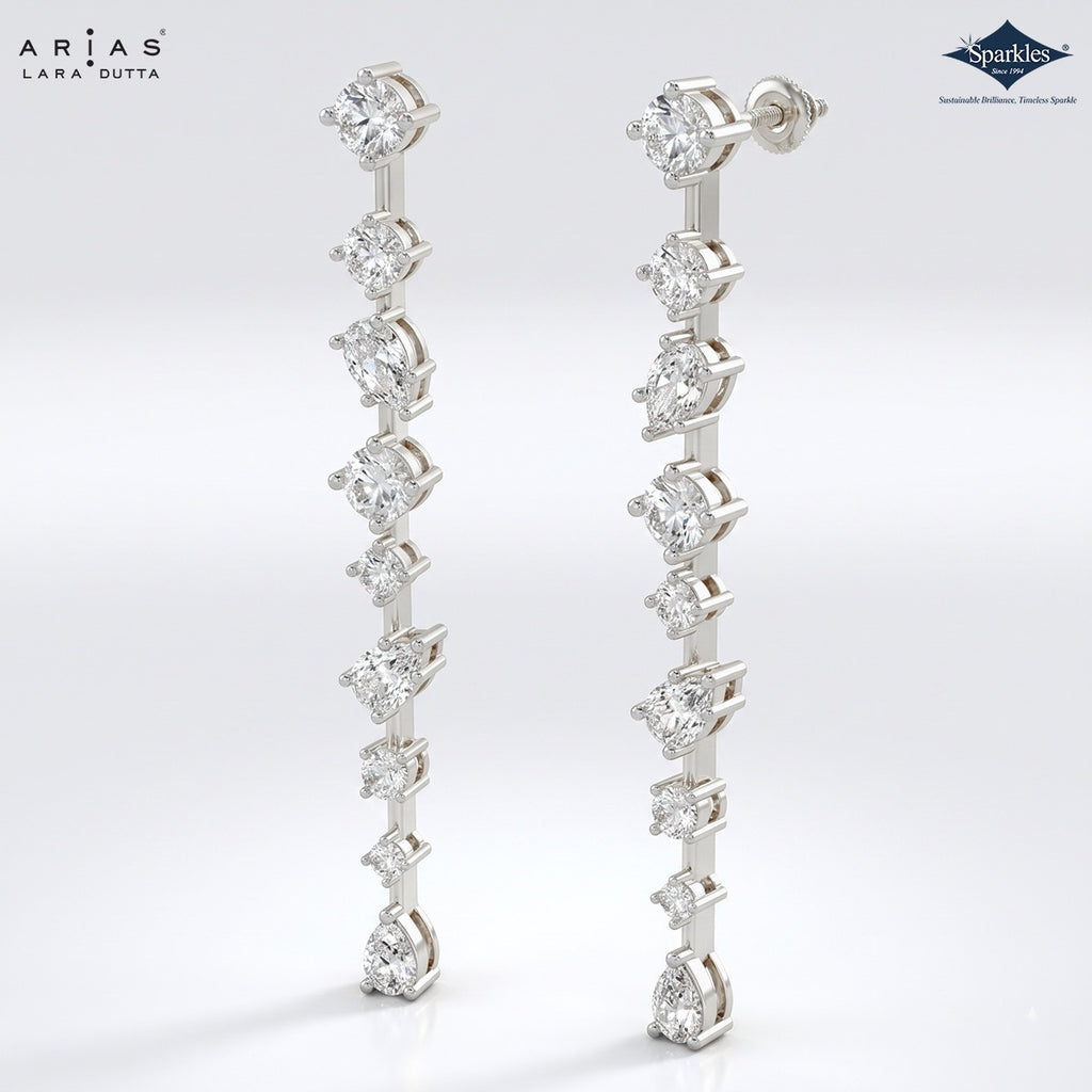 Arias by Lara Dutta Multi-Shape Diamond Linear Drop Earring