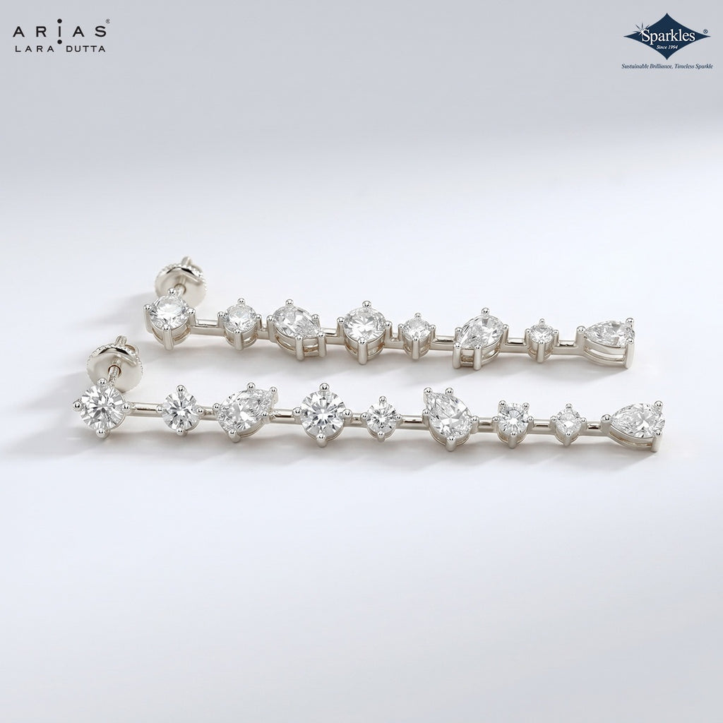 Arias by Lara Dutta Multi-Shape Diamond Linear Drop Earring