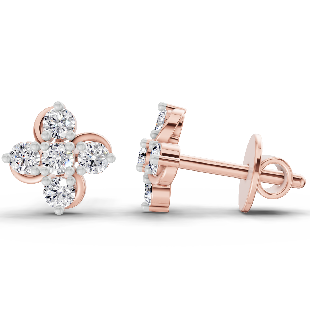 0.35 Ct  Round Shape Diamond Stud Earrings | 14K Yellow Gold