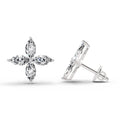1.44 Ct Marquise Shape Cluster Diamond Stud Earrings | 14K White Gold
