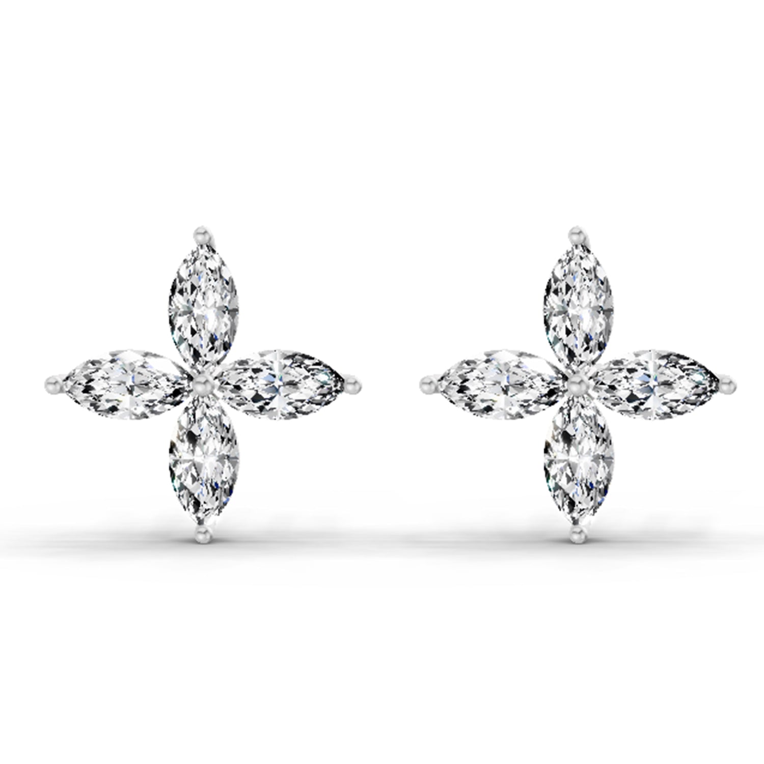 1.44 Ct Marquise Shape Cluster Diamond Stud Earrings | 14K Rose Gold