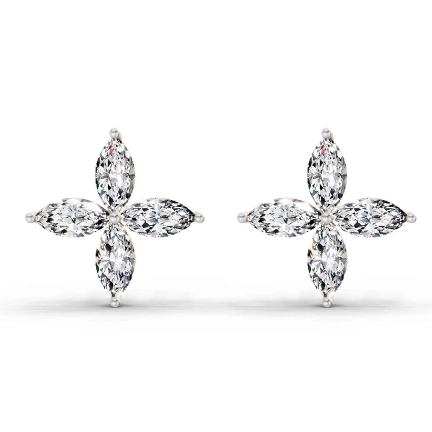 1.44 Ct Marquise Shape Cluster Diamond Stud Earrings | 14K Rose Gold