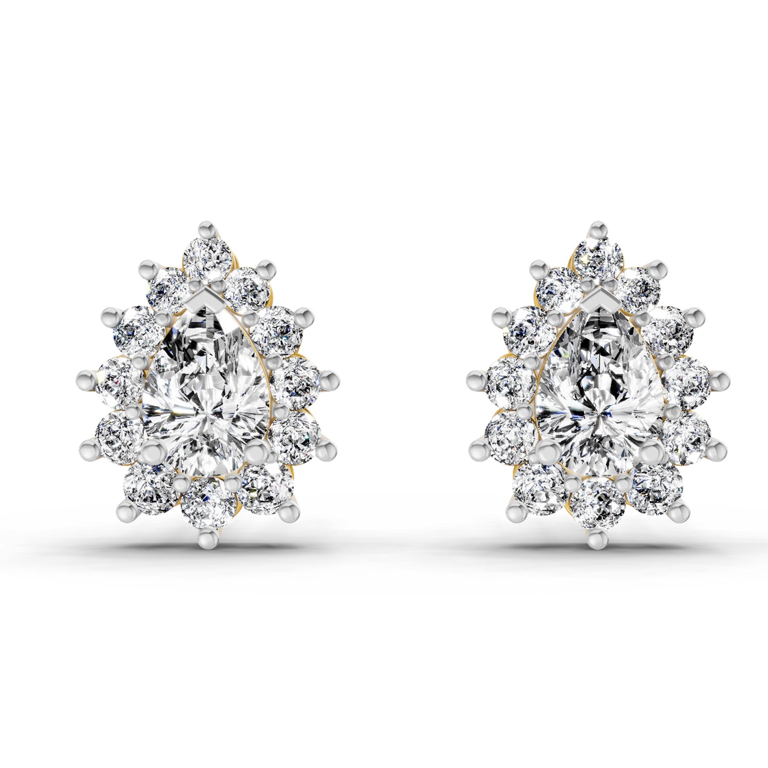 1.67 Ct Pear Shape Halo Diamond Earrings | 14K Rose Gold