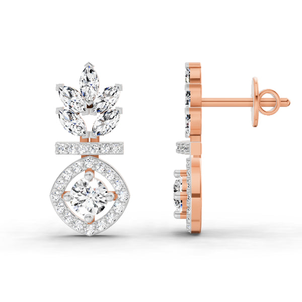 1.26 Ct Marquise Shape Dangle Diamond Earrings | 14K Rose Gold