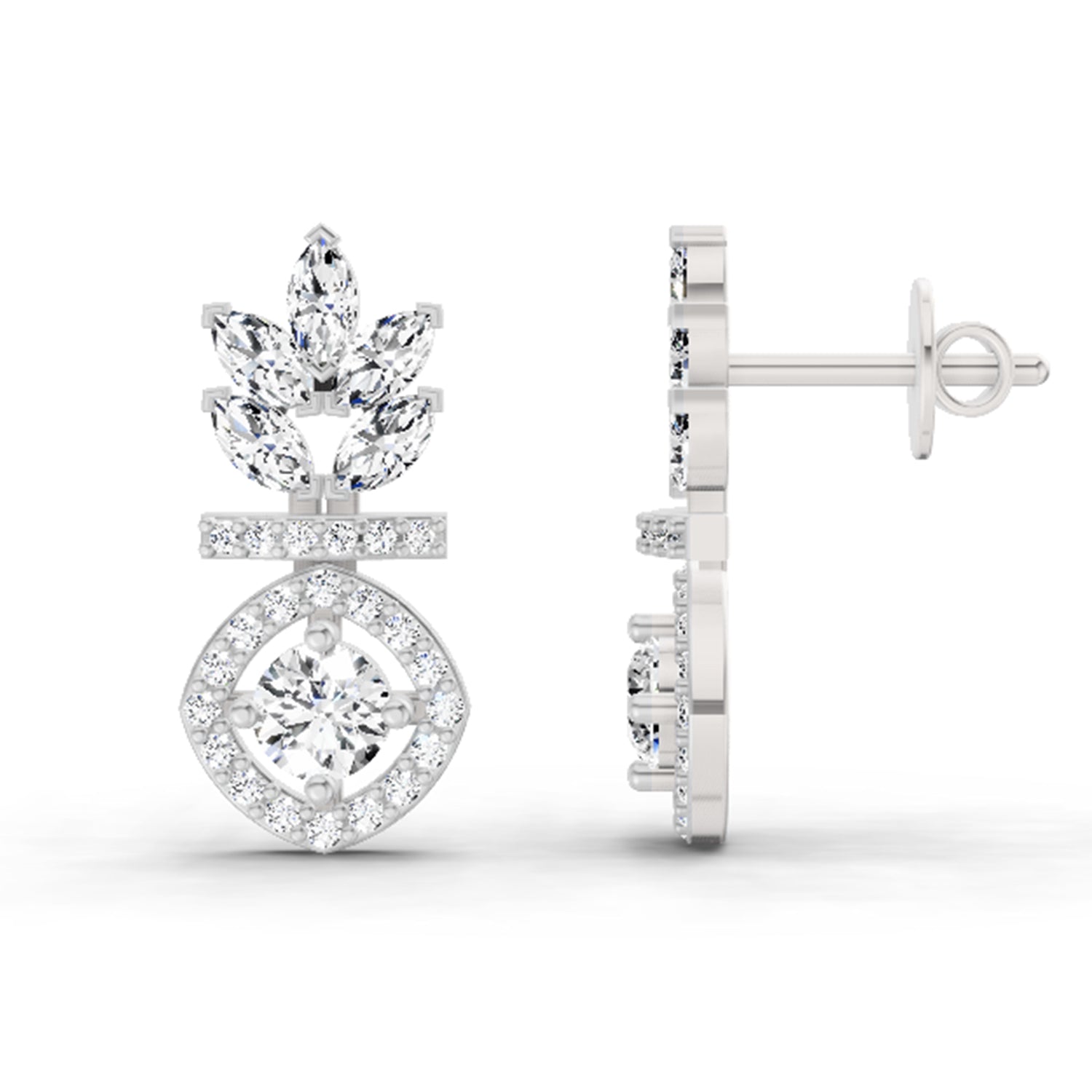 1.26 Ct Marquise Shape Dangle Diamond Earrings | 14K Yellow Gold