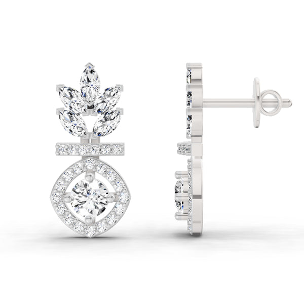 1.26 Ct Marquise Shape Dangle Diamond Earrings | 14K Yellow Gold