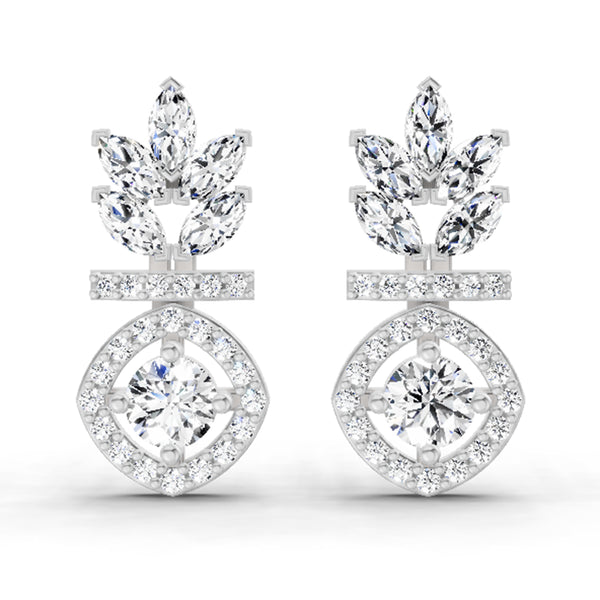 1.26 Ct Marquise Shape Dangle Diamond Earrings | 14K White Gold
