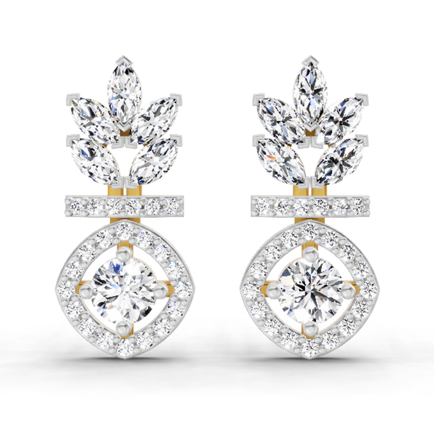 1.26 Ct Marquise Shape Dangle Diamond Earrings | 14K Rose Gold