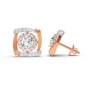 1.48 Ct Round Halo Stud Earrings | 14K Rose Gold  FG VS Quality Diamonds