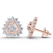 0.75 Ct Round Halo Earrings |  14K Rose Gold