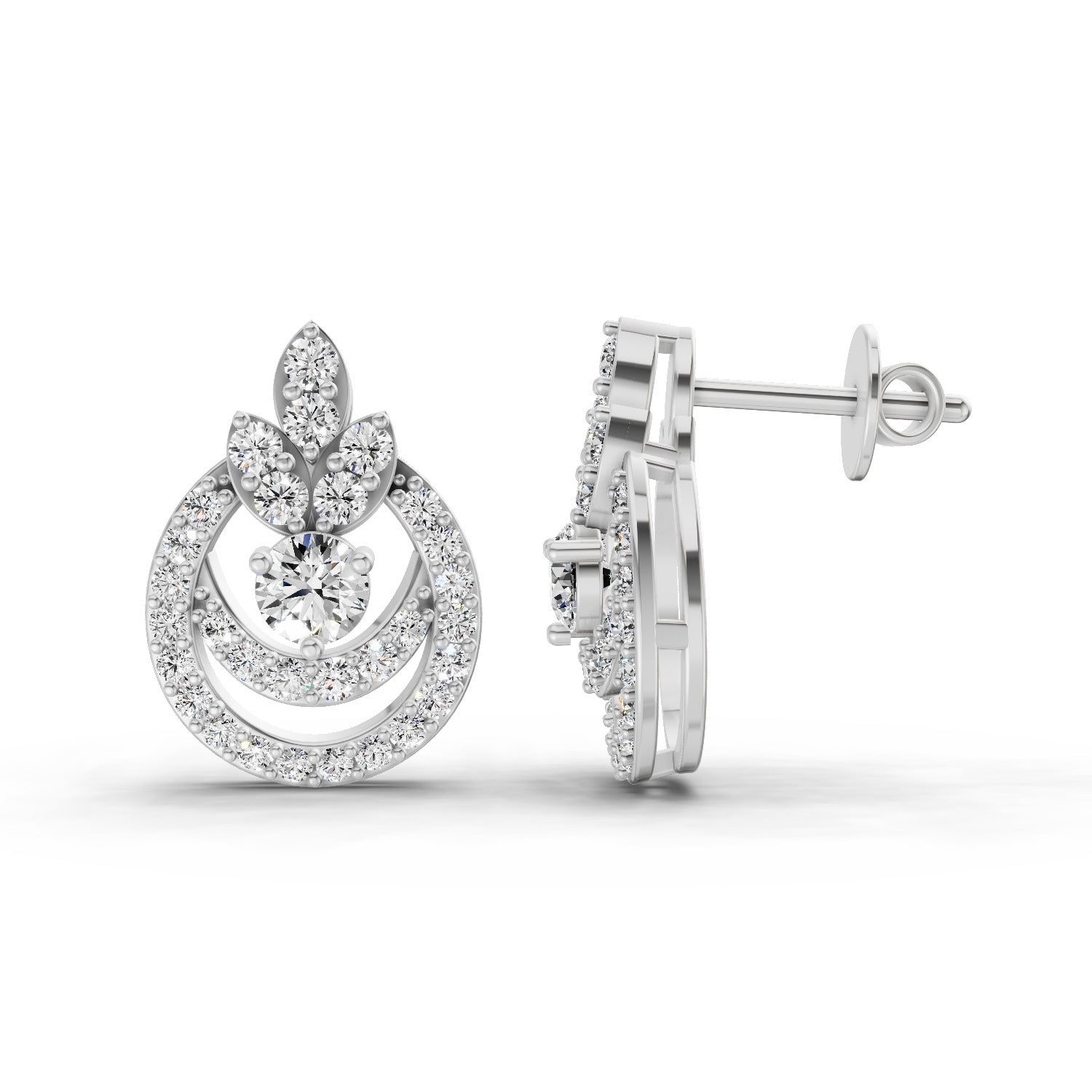 0.91 Ct  Round Shape Diamond Halo Cluster Stud Earrings | 14K Rose Gold