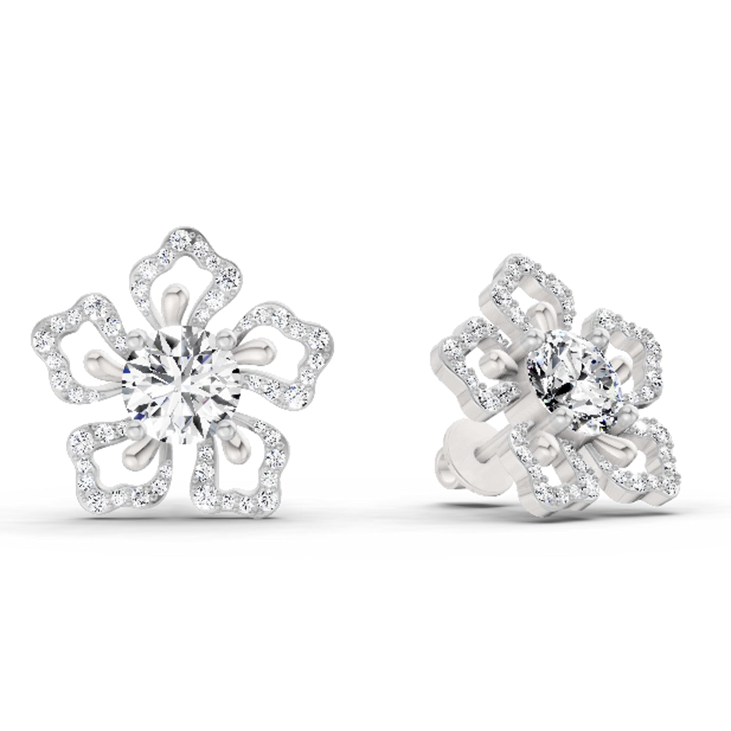 2.66 Ct Round Shape Cluster Diamond Earrings | 14K Rose Gold