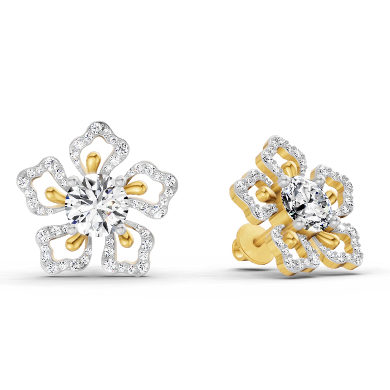 2.66 Ct Round Shape Cluster Diamond Earrings | 14K Rose Gold