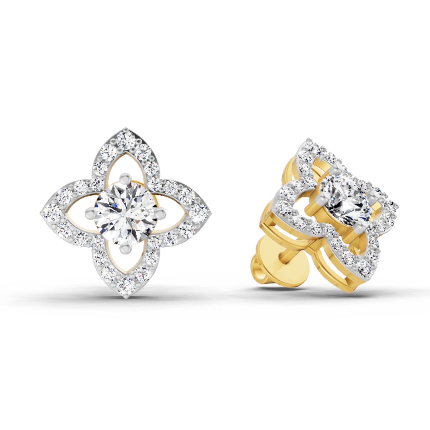 1.41 Ct Round Shape Halo Diamond Earrings | 14K Rose Gold