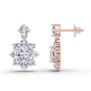 1.79 Ct Floral Drop Stud Earrings | 14K Rose Gold