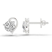 0.6 Ct Round Heart Stud Earrings | 14K White Gold  FG VS Quality Diamonds