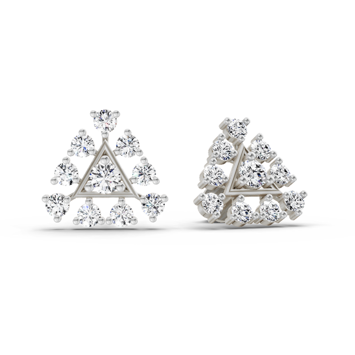 0.91 Ct Round Triangle Stud Earrings | 14K Rose Gold  FG VS Quality Diamonds