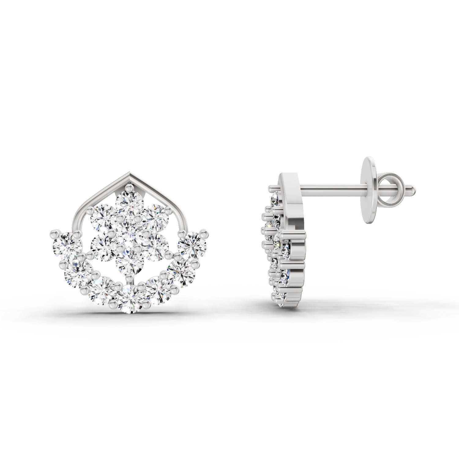 0.98 Ct Round Stud Earrings |  14K White Gold
