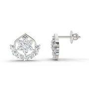 0.98 Ct Round Stud Earrings |  14K White Gold