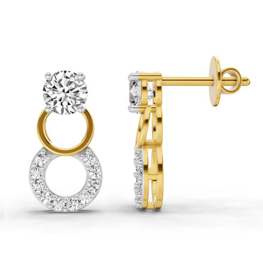 0.71 Ct Round Dangle Earrings | 14K Yellow Gold