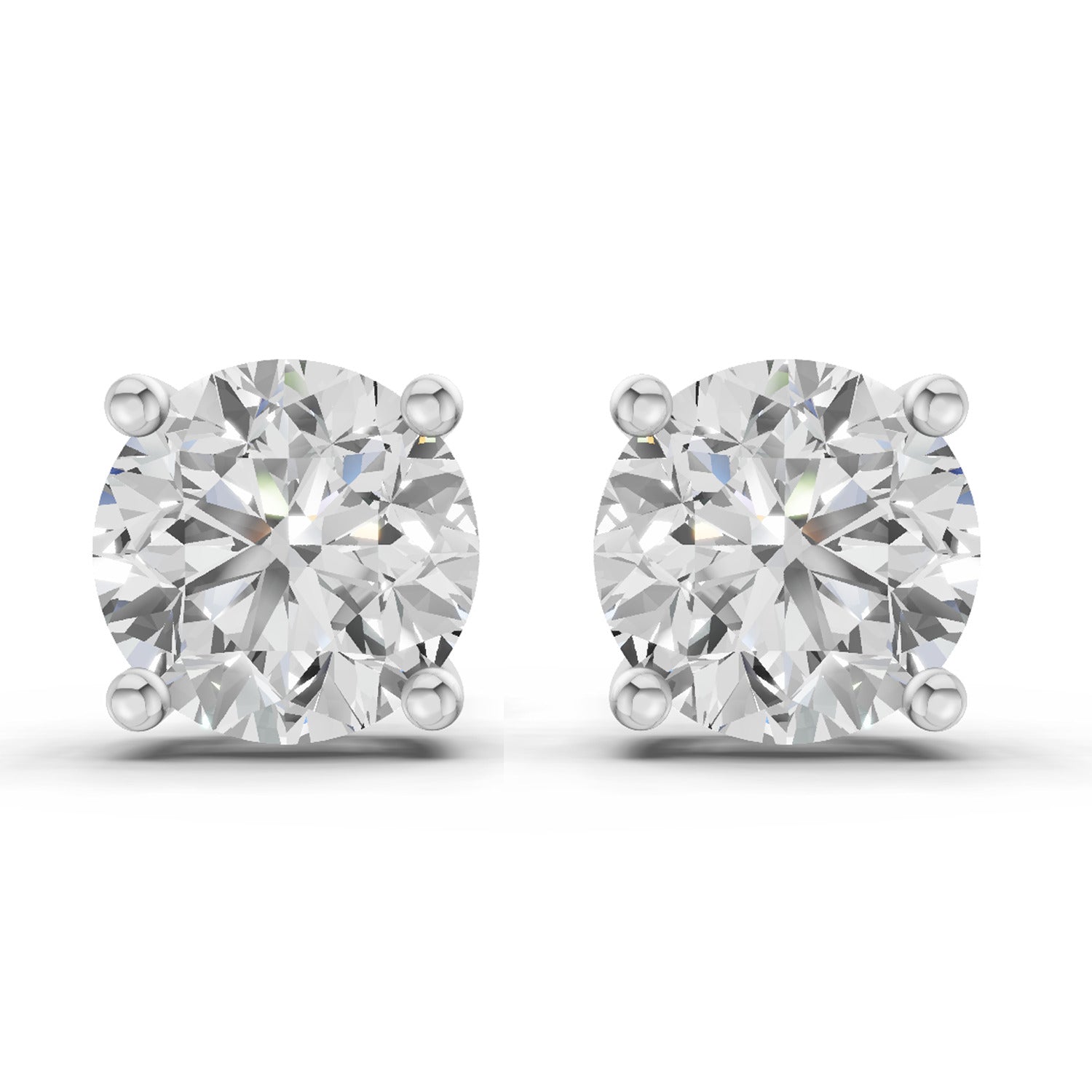2.54 Ct Round Shape 4 Prong Solitaire Diamond Stud Earrings | 14K Rose Gold