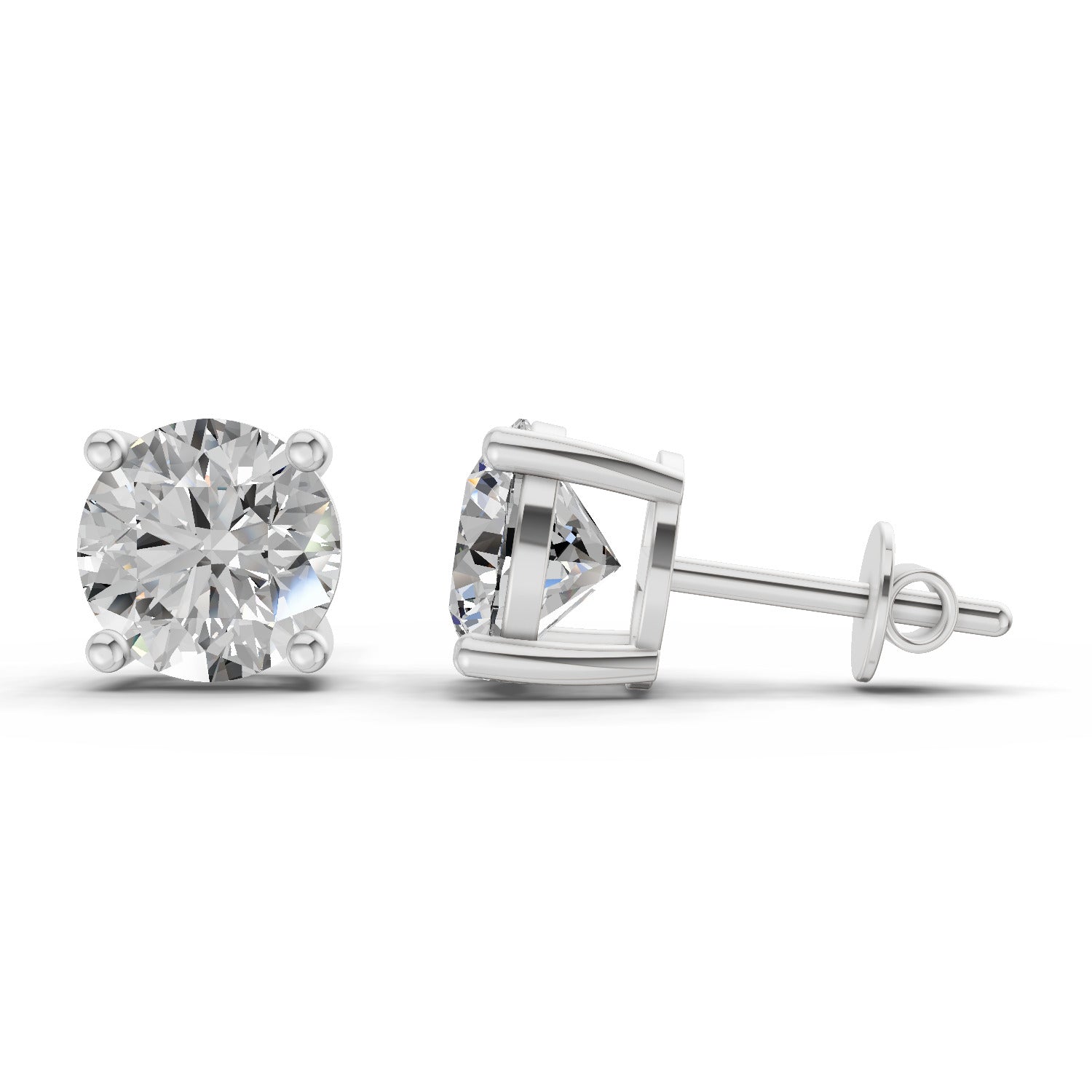 2.54 Ct Round Shape 4 Prong Solitaire Diamond Stud Earrings | 14K Rose Gold