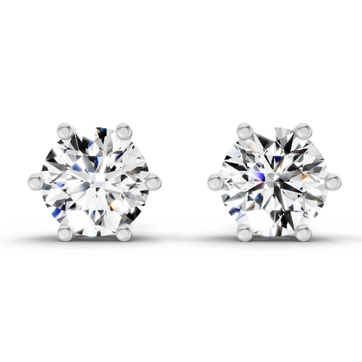 2.39 Ct Round Shape 6 Prong Solitaire Diamond Stud Earrings | 14K Rose Gold