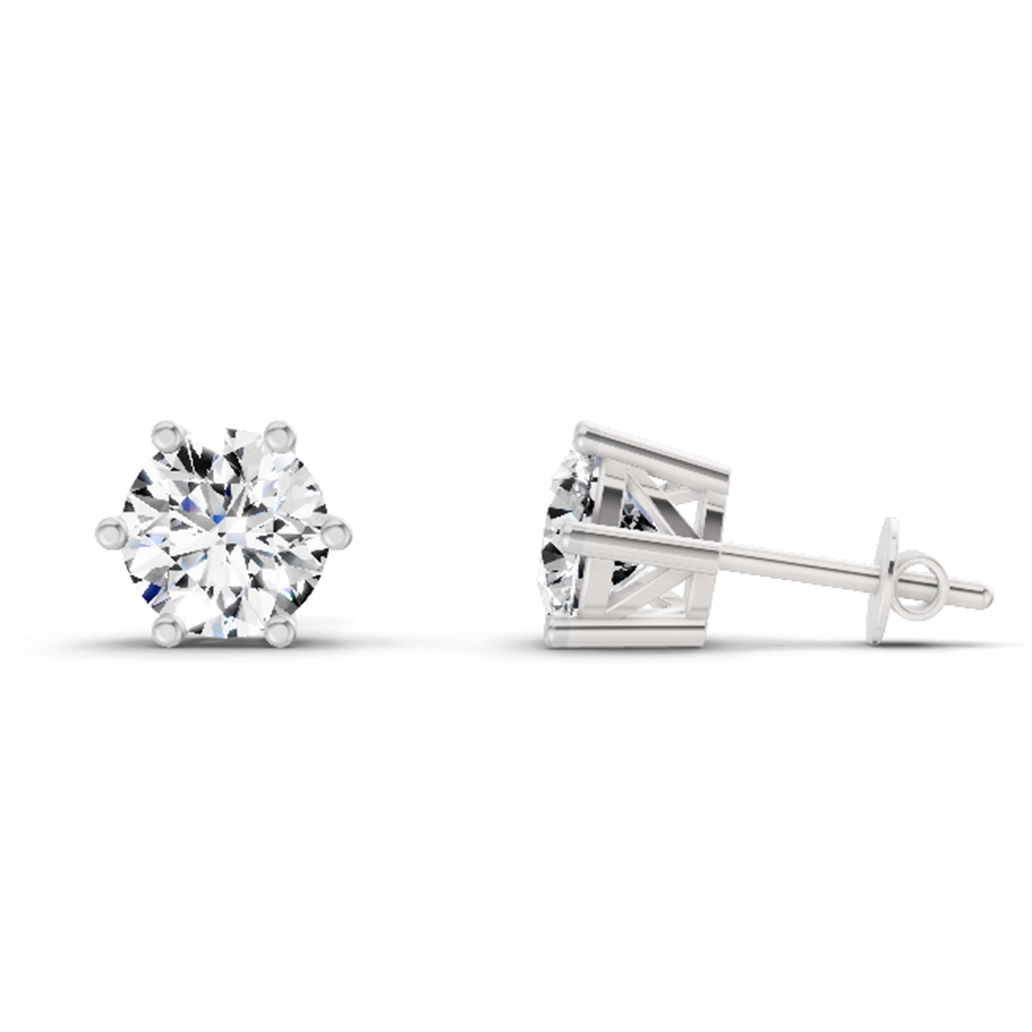 2.39 Ct Round Shape 6 Prong Solitaire Diamond Stud Earrings | 14K Rose Gold