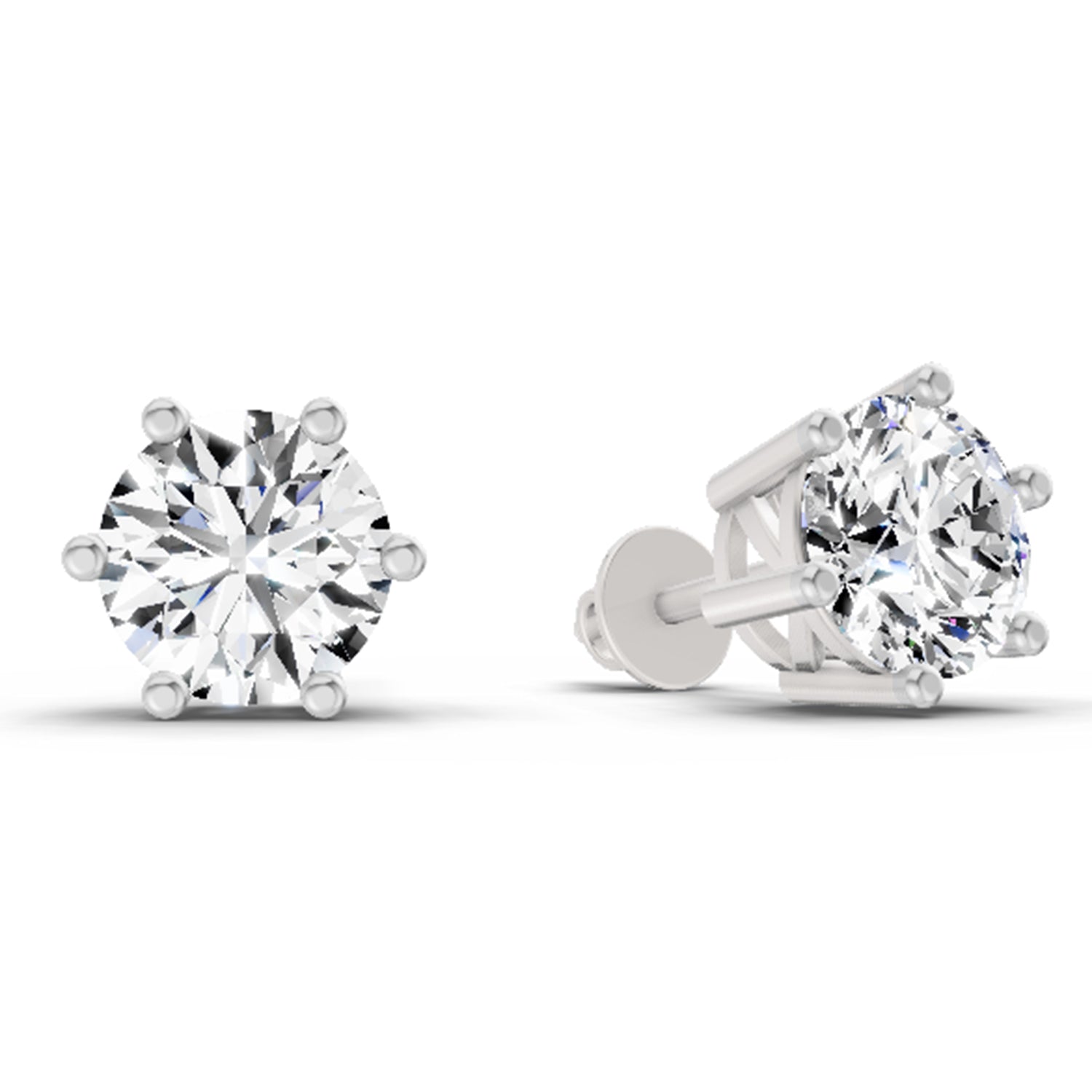2.39 Ct Round Shape 6 Prong Solitaire Diamond Stud Earrings | 14K Rose Gold