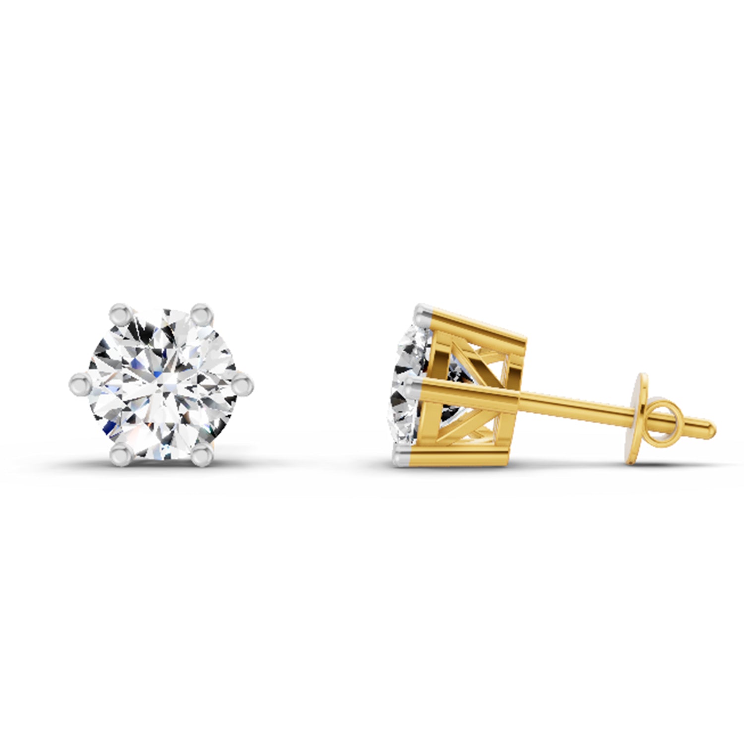 2.39 Ct Round Shape 6 Prong Solitaire Diamond Stud Earrings | 14K Rose Gold