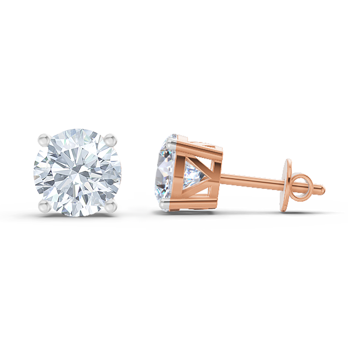 2.28 Ct Solitaire Stud Earrings | 14K Rose Gold