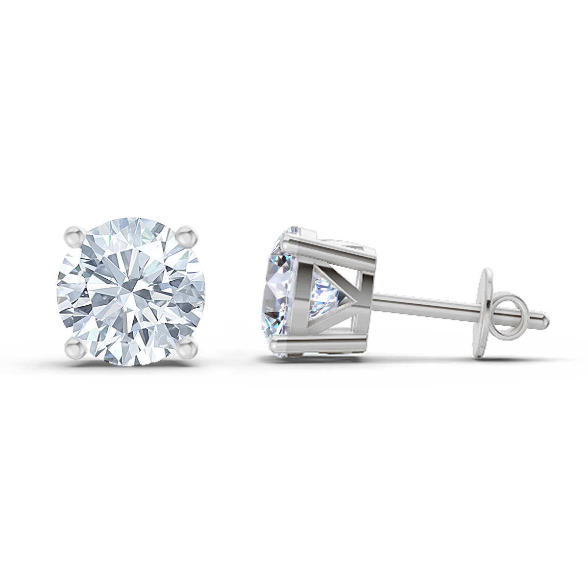 2.28 Ct Solitaire Stud Earrings | 14K White Gold