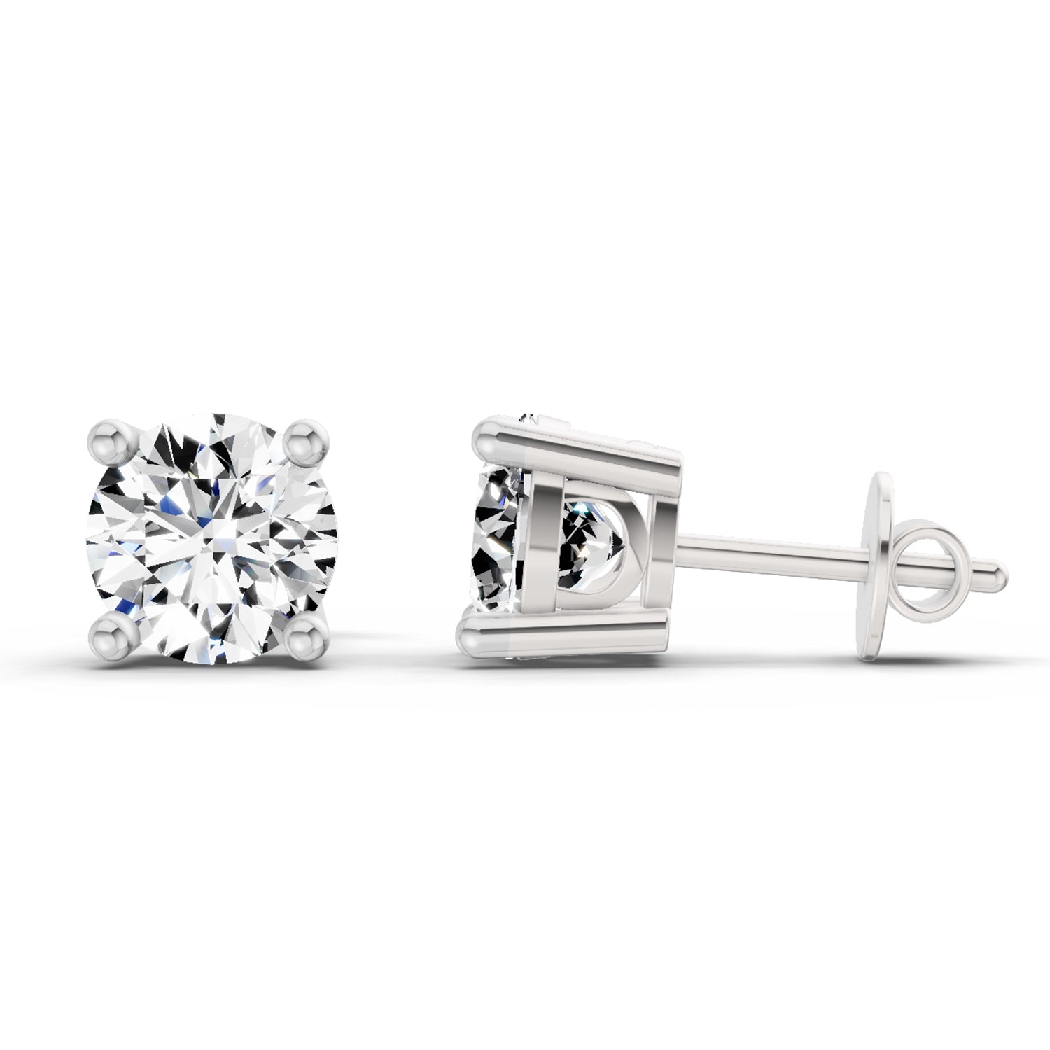 2.39 Ct Round Shape 4 Prong Solitaire Diamond Stud Earrings | 14K Rose Gold
