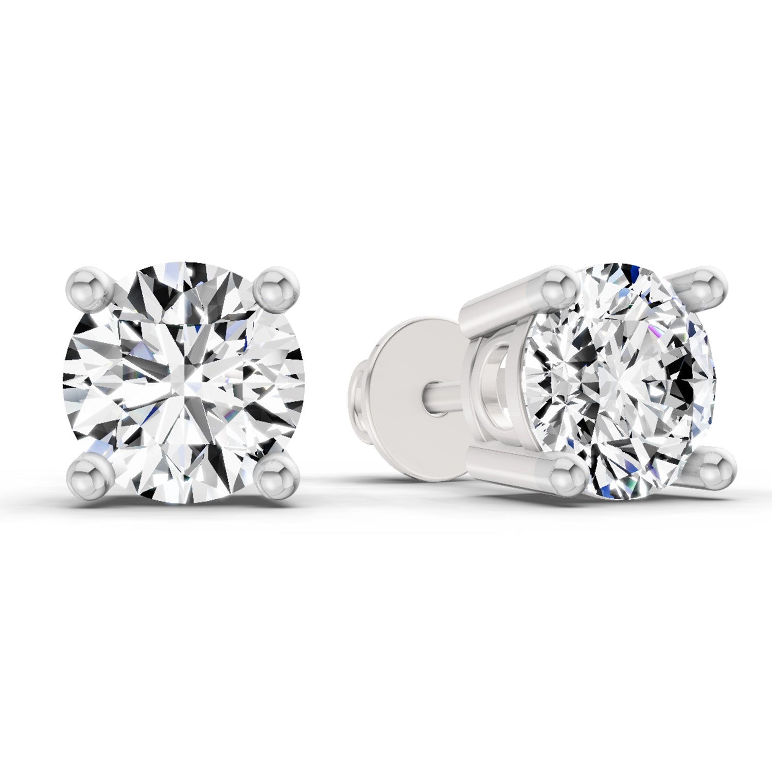 2.39 Ct Round Shape 4 Prong Solitaire Diamond Stud Earrings | 14K Rose Gold