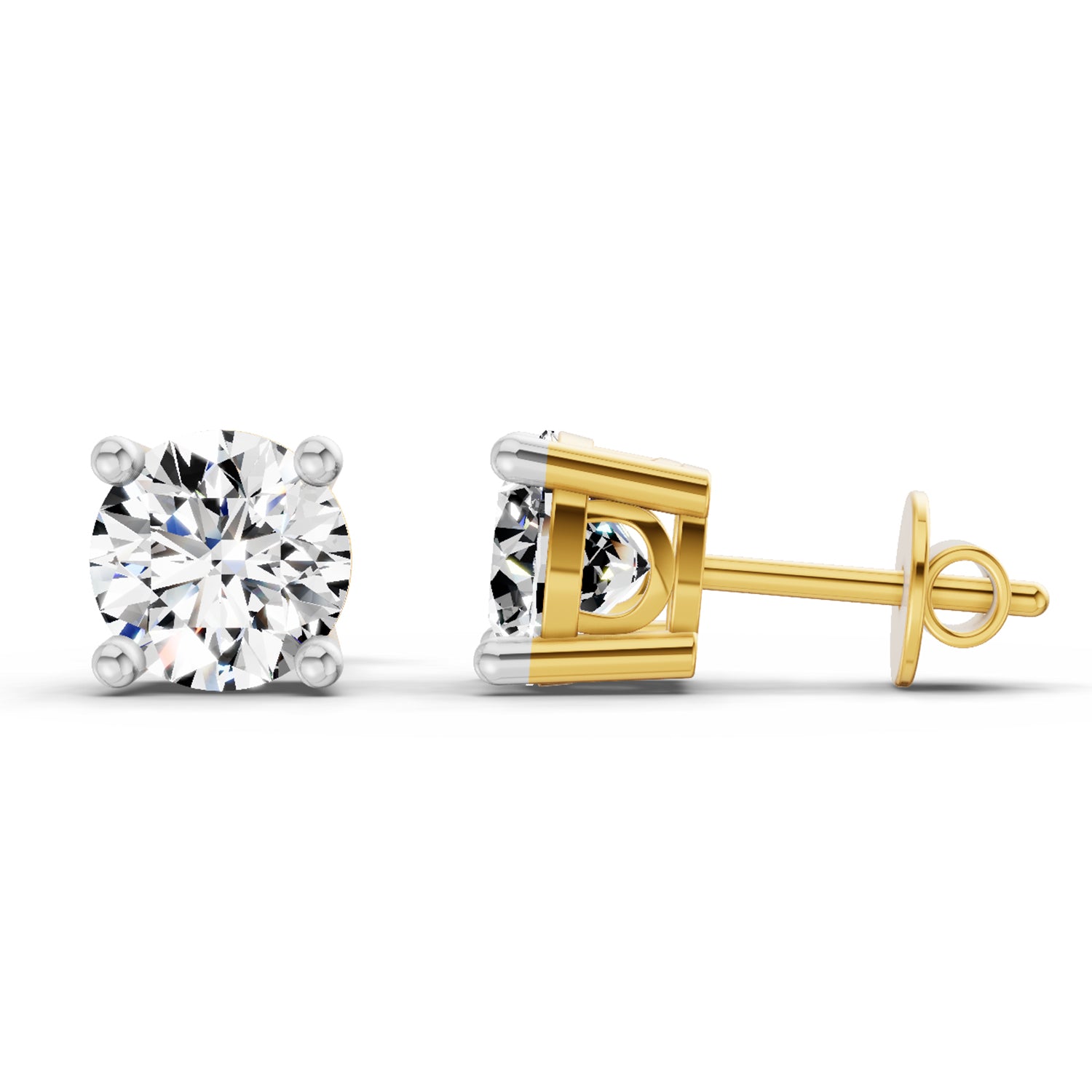 2.39 Ct Round Shape 4 Prong Solitaire Diamond Stud Earrings | 14K Rose Gold