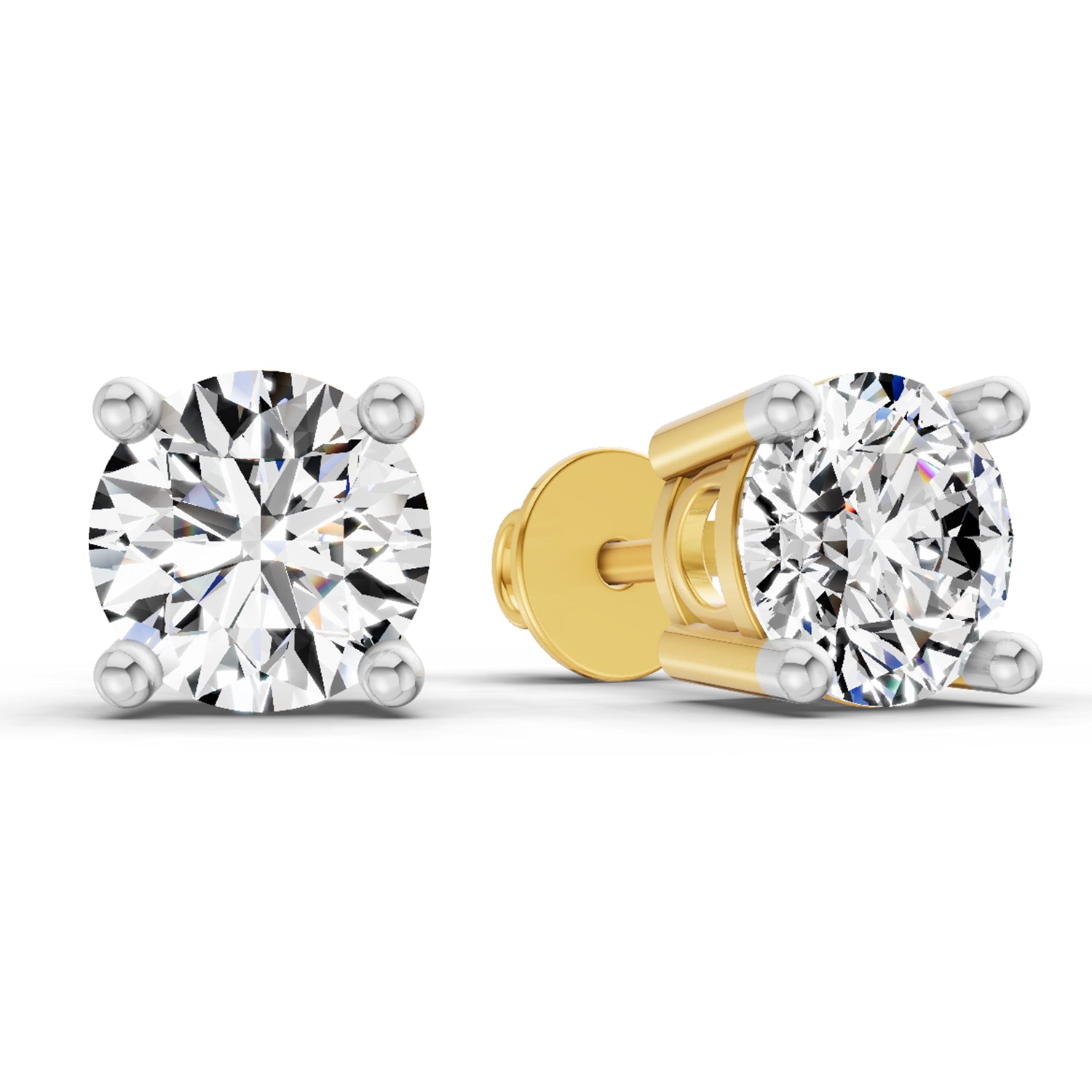 2.39 Ct Round Shape 4 Prong Solitaire Diamond Stud Earrings | 14K Rose Gold