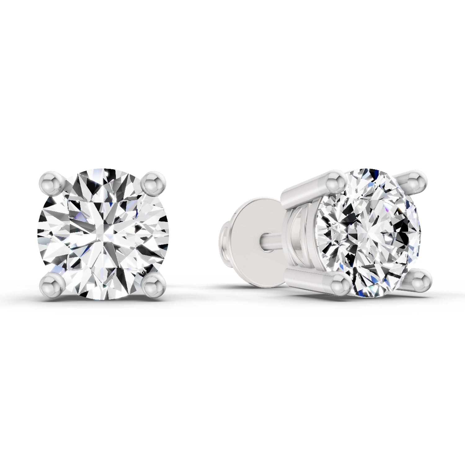 2.46 Ct Round Shape 4 Prong Solitaire Diamond Stud Earrings | 14K Rose Gold