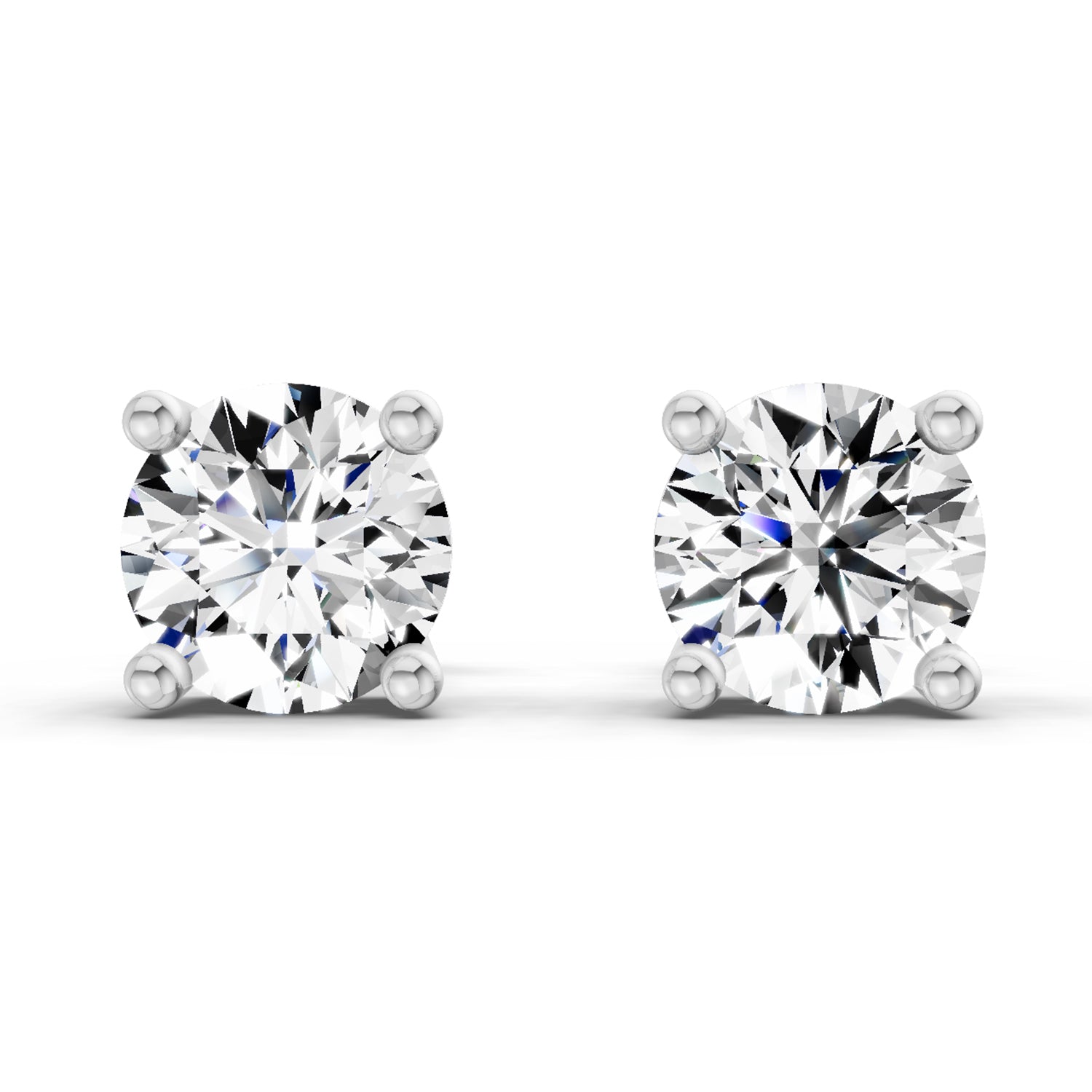 2.46 Ct Round Shape 4 Prong Solitaire Diamond Stud Earrings | 14K Rose Gold