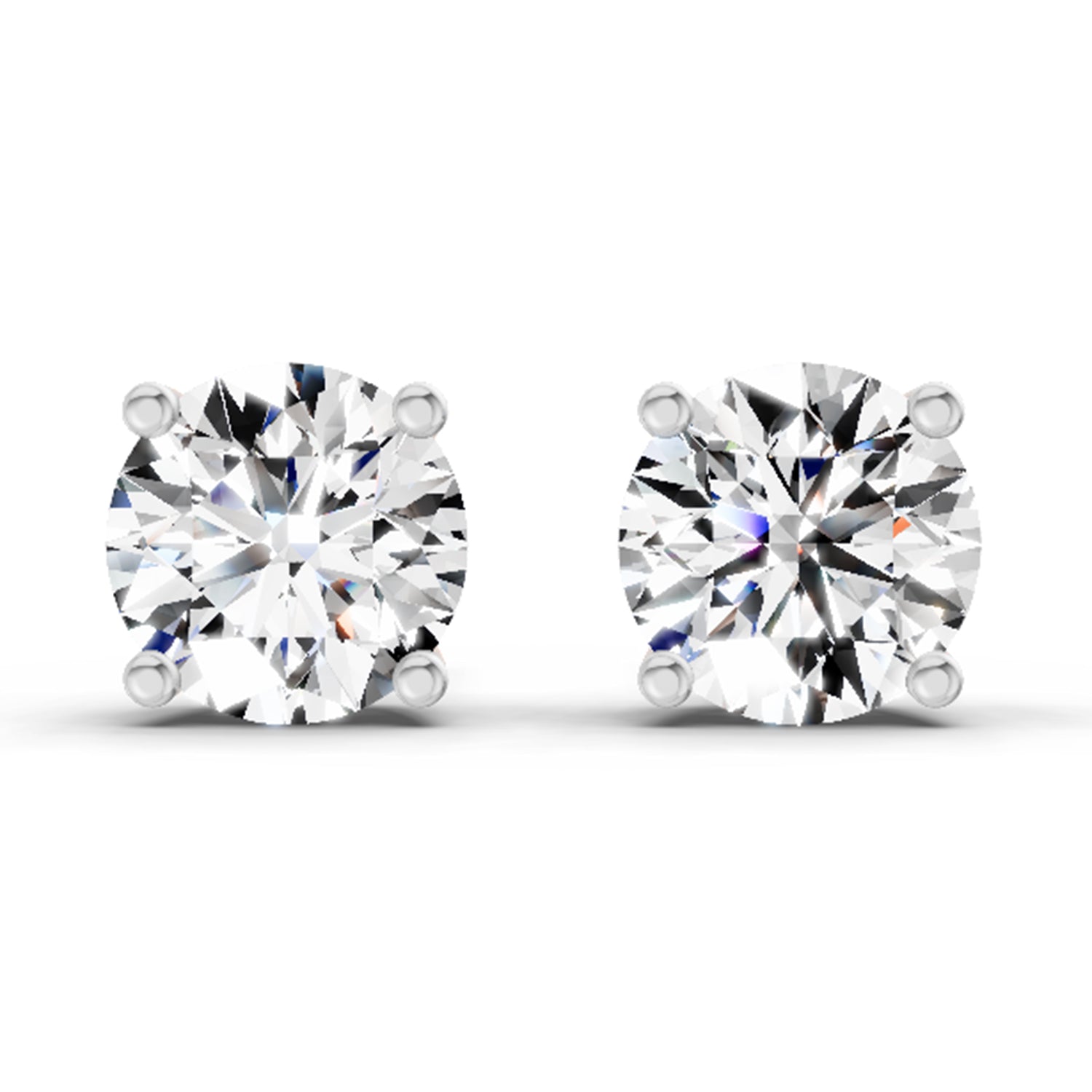 2.28 Ct Round Shape 4 Prong Solitaire Diamond Stud Earrings | 14K Rose Gold