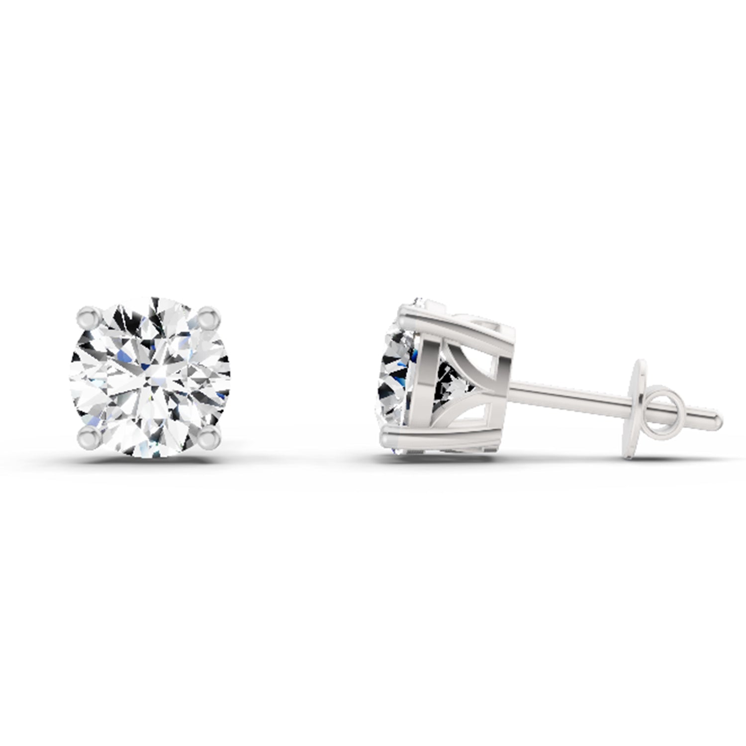 2.28 Ct Round Shape 4 Prong Solitaire Diamond Stud Earrings | 14K White Gold