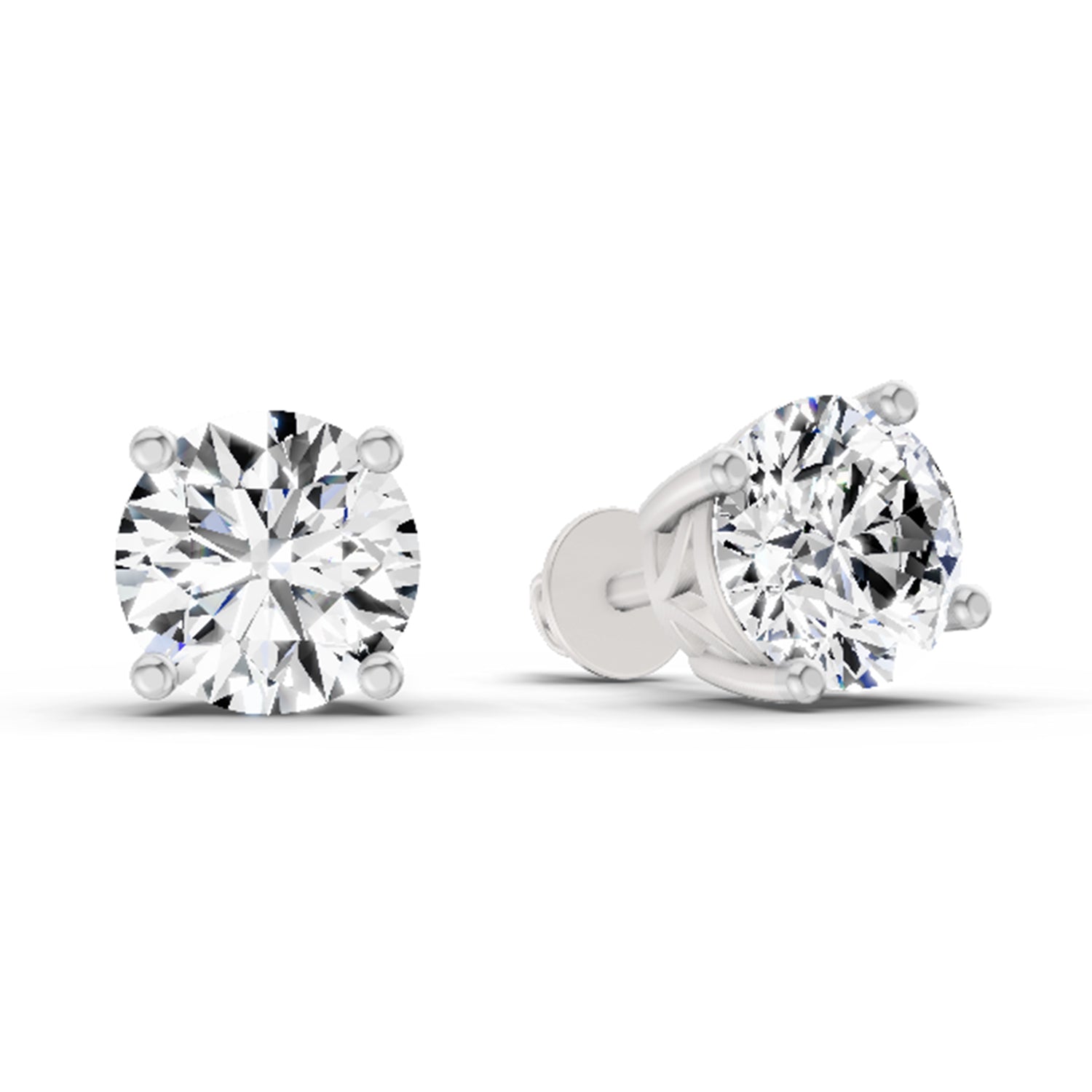 2.28 Ct Round Shape 4 Prong Solitaire Diamond Stud Earrings | 14K Rose Gold