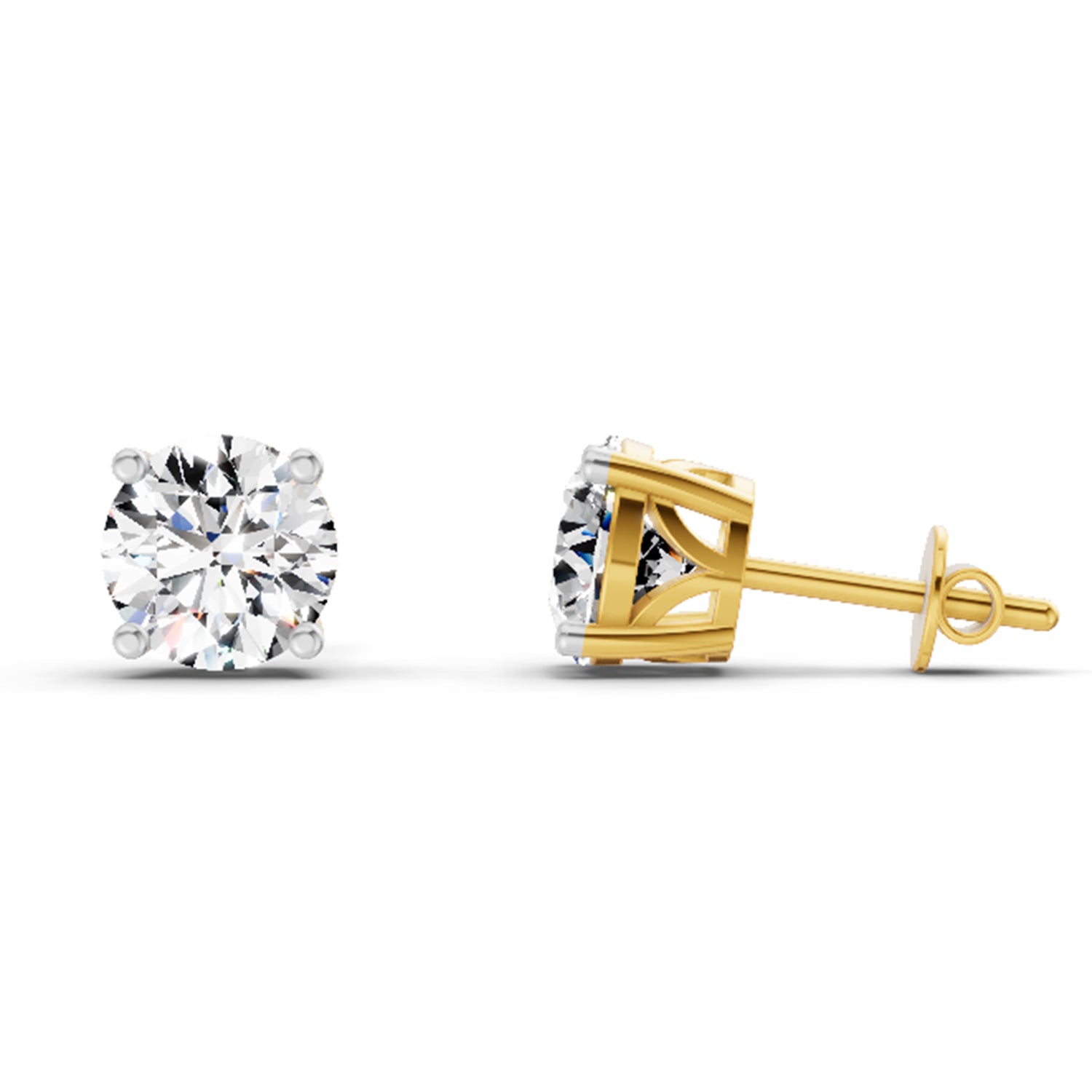 2.28 Ct Round Shape 4 Prong Solitaire Diamond Stud Earrings | 14K Rose Gold