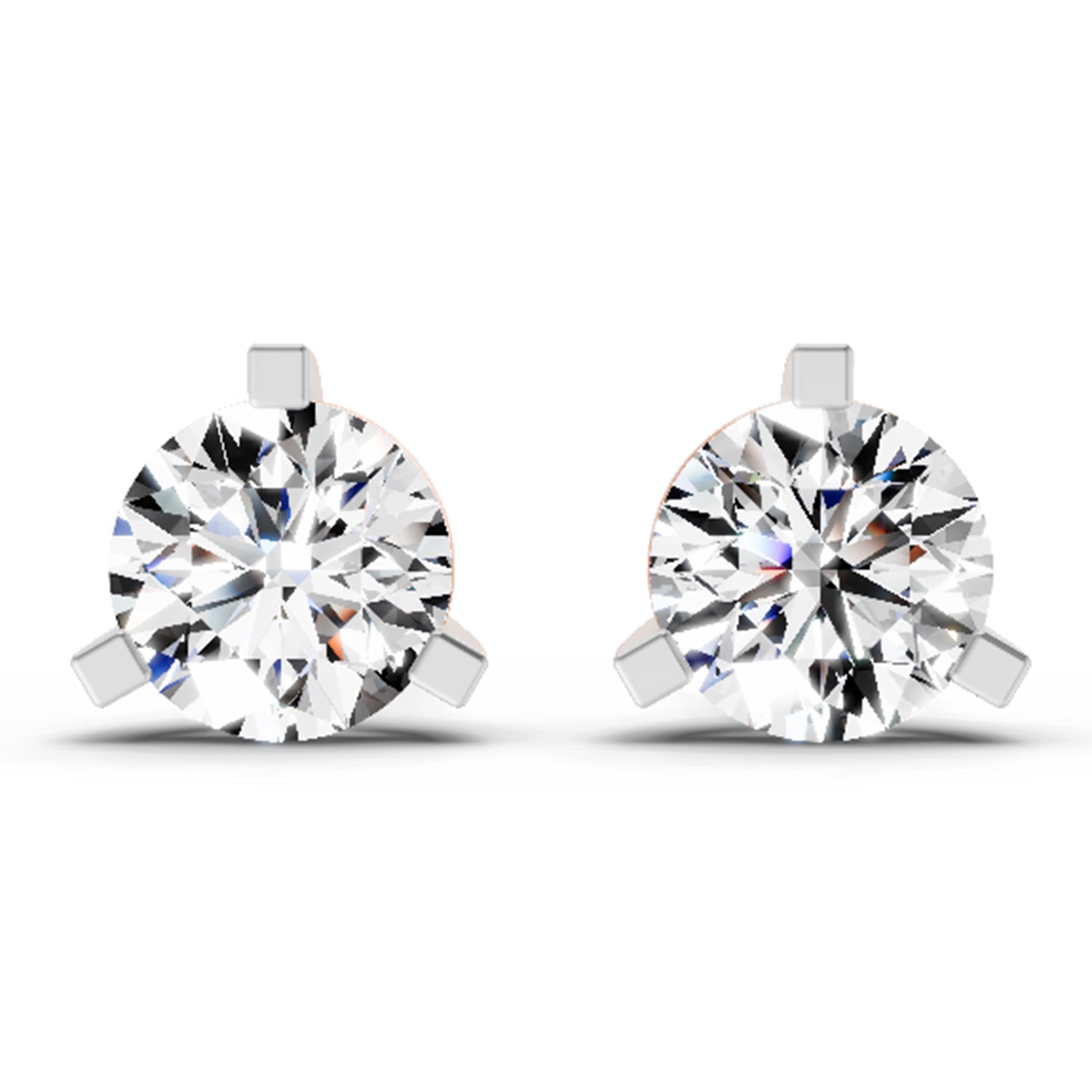 2.28 Ct Round Shape 3 Prong Solitaire Diamond Stud Earrings | 14K Yellow Gold
