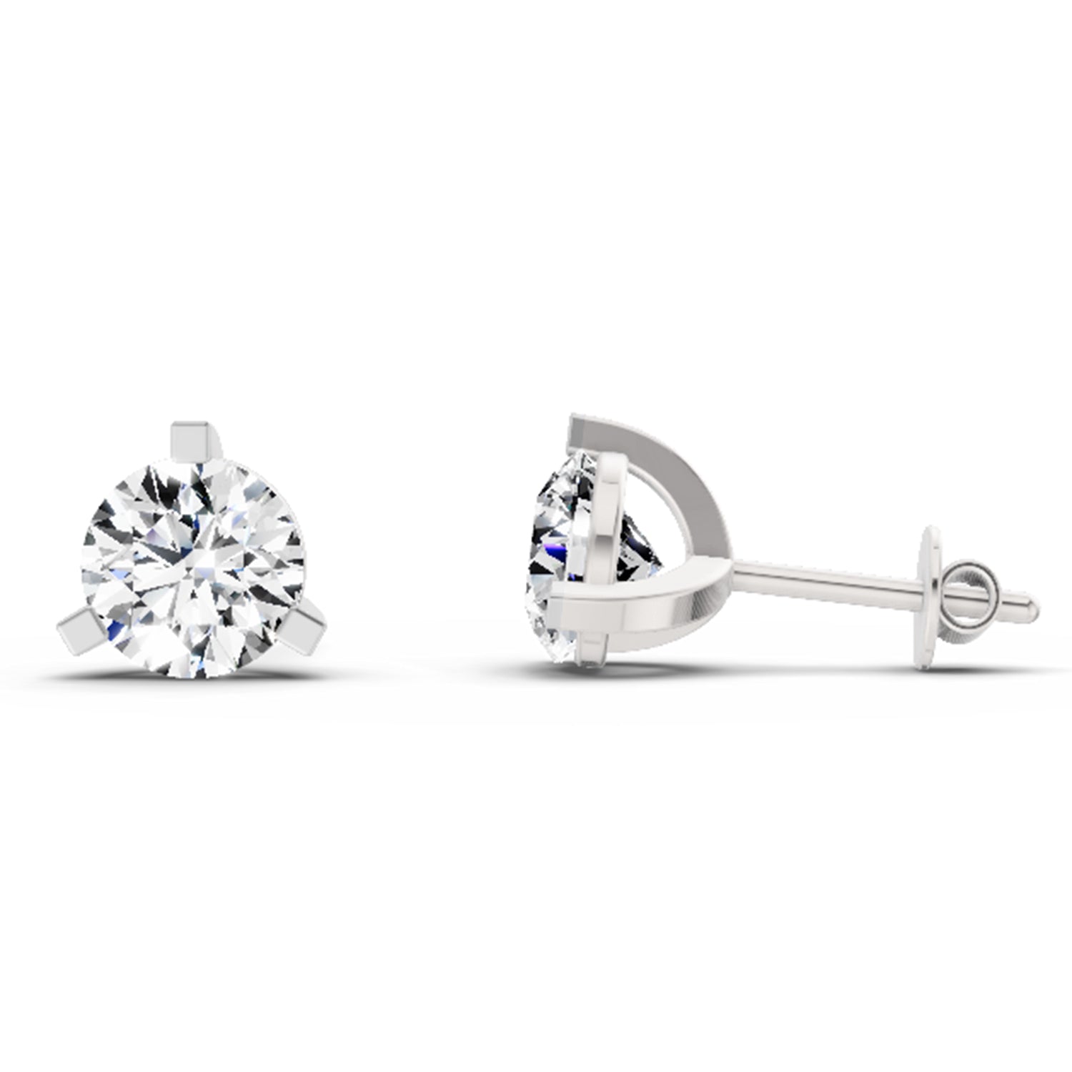 2.28 Ct Round Shape 3 Prong Solitaire Diamond Stud Earrings | 14K Rose Gold