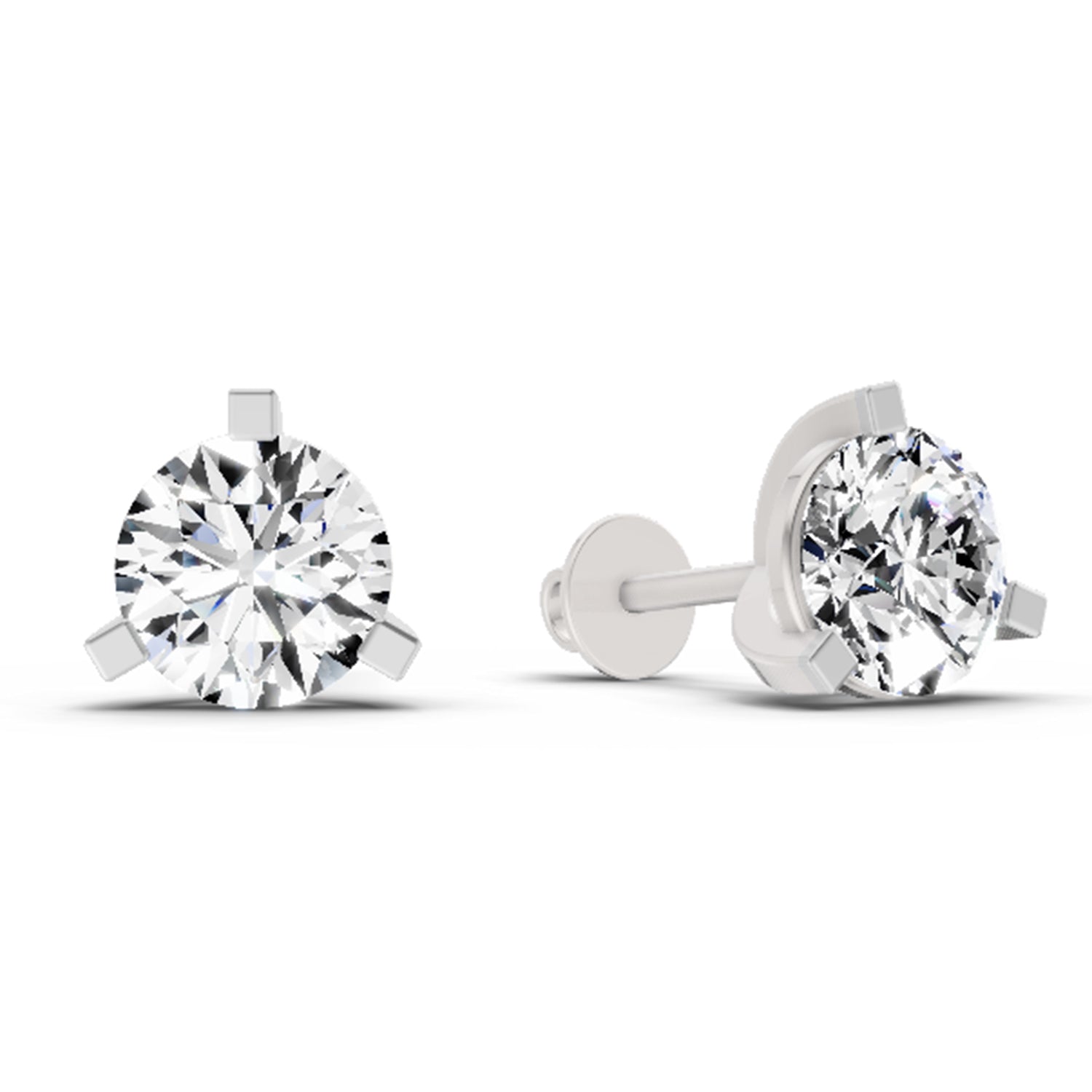 2.28 Ct Round Shape 3 Prong Solitaire Diamond Stud Earrings | 14K Yellow Gold